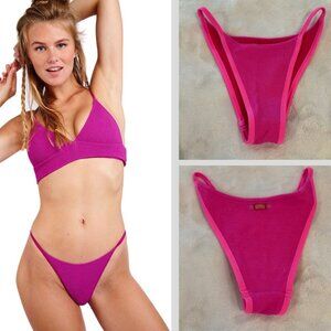 New! Banana Moon Lita Scrunchy Neon Pink Ribbed Bikini Bottom 31469